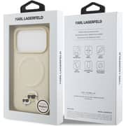 Karl Lagerfeld MagSafe Leather Case Beige iPhone 17 Pro - KLOHMP17LPSMLRKCE