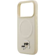 Karl Lagerfeld MagSafe Leather Case Beige iPhone 17 Pro Max - KLOHMP17XPSMLRKCE