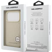 Karl Lagerfeld MagSafe Full Wrapped Leather Case Beige iPhone 17 Pro - KLOHMP17LPGKLFOFE