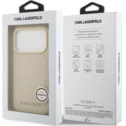 Karl Lagerfeld MagSafe Full Wrapped Leather Case Beige iPhone 17 Pro Max - KLOHMP17XPGKLFOFE