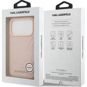 Karl Lagerfeld MagSafe Full Wrapped Leather Case Pink iPhone 17 Pro - KLOHMP17LPGKLFOFP