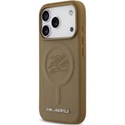 Karl Lagerfeld MagSafe Leather Case Brown iPhone 17 Pro - KLOHMP17LPGFKLRDW