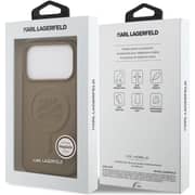 Karl Lagerfeld MagSafe Leather Case Brown iPhone 17 Pro - KLOHMP17LPGFKLRDW