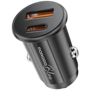 Porodo Dual Port Car Charger With C to C Cable Black - PB-FWCH037-BK-C