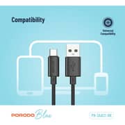 Porodo Blue USB A To USB C Cable 1.2m Black