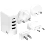 محول طاقة سفري من جوس مع 4 منافذ USB لون أبيض JUI-MAINS-TRAVEL-4.8A-WHT