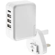 محول طاقة سفري من جوس مع 4 منافذ USB لون أبيض JUI-MAINS-TRAVEL-4.8A-WHT