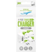 محول طاقة سفري من جوس مع 4 منافذ USB لون أبيض JUI-MAINS-TRAVEL-4.8A-WHT
