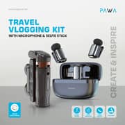 Pawa Travel Vlogging Kit With Microphone and Selfie Stick Black - PW-SLST6015