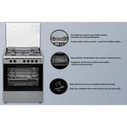 Akai 60X55 Freestanding Gas Cooker with 4 Burners with Full Safety, Made in Turkey - CRMA-66SCN