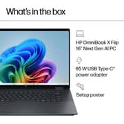HP OmniBook X Flip 2-in-1 Convertible (2024) Laptop – 2nd Series / Intel Core Ultra 7-256V / 16inch 2K / 2TB SSD / 16GB RAM / 8GB Intel Arc 140V / Windows 11 Home / English Keyboard / Eclipse Grey / International Version – [16-AS0023DX] Customized