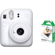 Fujifilm Instax Instant Camera - Mini 12 Clay White + 1 Pack Film