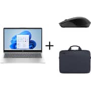 HP (2025) Laptop - AMD Ryzen 5-7520U / 14inch FHD / 512GB SSD / 16GB RAM / Shared AMD Radeon 610M / Windows 11 Home / English & Arabic Keyboard / Natural Silver / Middle East Version - [14-EM0027NE] + 150 Wireless Mouse + Everyday OGR 16 Laptop Briefcase
