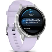 Garmin Venu 4 Smartwatch Silver With Periwinkle Silicone Band