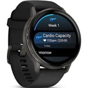 Garmin Venu 4 Smartwatch Slate With Black Silicone Band