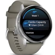 Garmin Venu 4 Smartwatch Silver With Grey Silicone Band