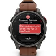Garmin Fenix 8 Pro Smartwatch Sapphire & Carbon Grey DLC Titanium With Chestnut Leather Band