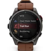 Garmin Fenix 8 Pro Smartwatch Sapphire & Carbon Grey DLC Titanium With Chestnut Leather Band