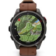 Garmin Fenix 8 Pro Smartwatch Sapphire & Carbon Grey DLC Titanium With Chestnut Leather Band
