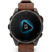 Garmin Fenix 8 Pro Smartwatch Sapphire & Carbon Grey DLC Titanium With Chestnut Leather Band