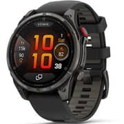 Garmin Fenix 8 Pro Smartwatch Sapphire & Carbon Grey DLC Titanium With Black/Pebble Grey Silicone Band