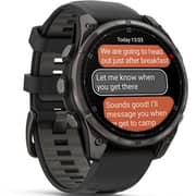Garmin Fenix 8 Pro Smartwatch Sapphire & Carbon Grey DLC Titanium With Black/Pebble Grey Silicone Band