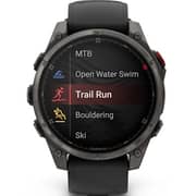Garmin Fenix 8 Pro Smartwatch Sapphire & Carbon Grey DLC Titanium With Black/Pebble Grey Silicone Band