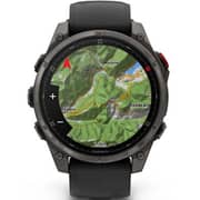 Garmin Fenix 8 Pro Smartwatch Sapphire & Carbon Grey DLC Titanium With Black/Pebble Grey Silicone Band