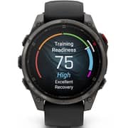 Garmin Fenix 8 Pro Smartwatch Sapphire & Carbon Grey DLC Titanium With Black/Pebble Grey Silicone Band