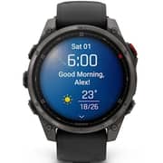 Garmin Fenix 8 Pro Smartwatch Sapphire & Carbon Grey DLC Titanium With Black/Pebble Grey Silicone Band
