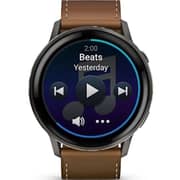 Garmin Venu 4 Smartwatch Slate With Black Silicone & Brown Leather Band