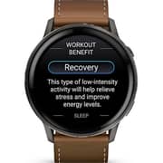 Garmin Venu 4 Smartwatch Slate With Black Silicone & Brown Leather Band