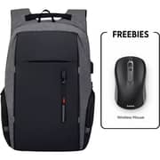 Hama LBK001 Backpack Grey W/ USB Charging Port + AMW200 Mouse
