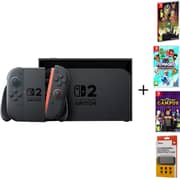 Nintendo Switch 2 Gaming Console 256GB Black Mario Kart World Bundle + 3 Games + Accessory