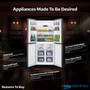 Beko Refrigerator 466 Liters Gross, 4 Doors, Low noise, NeoFrost Dual Cooling, GNO4662XPN - (Dark Inox)