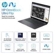 HP OmniBook Ultra Flip 2-in-1 Convertible (2024) Copilot+ PC - 2nd Series / Intel Core Ultra 7-256V / 14inch 3K / 1TB SSD / 16GB RAM / Shared Intel ARC Graphics / Windows 11 Home / Eclipse Grey - [14-FH0013DX]