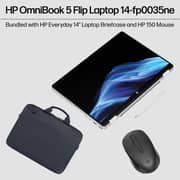 HP OmniBook 5 Flip 2-in-1 Convertible (2025) Laptop - 1st Series / Intel Core 5-120U / 14inch 2K / 512GB SSD / 16GB RAM / IntelGraphics / Windows 11H / English & Arabic Keyboard / Silver / Middle East Version-[14FP0035NE] + A08JSAABriefcase + 2S9L1AAMouse