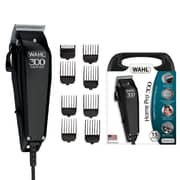 Wahl Home Pro 300 Series Corded Hair Clipper with 8 Guide Combs & Adjustable Taper Lever for Precision Cutting- Black - 2 Years Warranty- 9247-1316