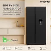 Krome Side by Side Refrigerator 595L Black - KR-SBS820WIH