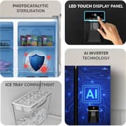 Krome Side by Side Refrigerator 595L Black - KR-SBS820WIH