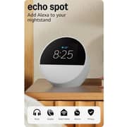 Amazon Echo Spot Smart Speaker With Alarm Glacier White - B0BFCBKXWL