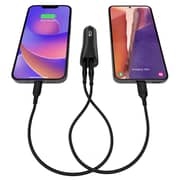 شاحن الأجهزة الذكية للسيارة موفي بمنفذين من USB-A إلى USB-C بقوة 12 واط لون أسود