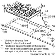 Siemens iQ500 Built-in Gas Hob 90cm Black Tempered Glass - EP9A6QI40M