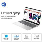 HP (2023) Laptop - Intel Core i3-N305 / 15.6inch HD / 128GB SSD / 8GB RAM / Shared Intel UHD Graphics / Windows 11 Home / English Keyboard / Natural Silver / International Version - [15-FD0113DX]