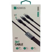 Admos 3-in-1 Fast Charging Lightning Cable 1.3m Black - AM-106