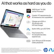 HP OmniBook X Flip Convertible (2025) Copilot+ PC - AMD Ryzen AI 7-350 / 14inch FHD+ / 1TB SSD / 24GB RAM / Shared AMD Radeon 860M Graphics / Windows 11 / English Keyboard / Meteor Silver / International Version - [255 G10]