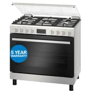 Bosch Series 6 5 Burner Gas Cooker 88.9cm Stainless Steel/Black - HGX5H8W51M