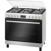 Bosch Series 6 5 Burner Gas Cooker 88.9cm Stainless Steel/Black - HGX5H8W51M
