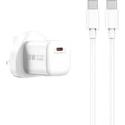 Wiwu GaN PD UK Charger with Type-C Cable White - WI-U006UKCCW