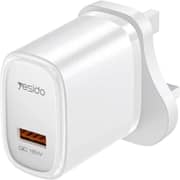 Yesido UK Plug Charging Adapter White - YC85